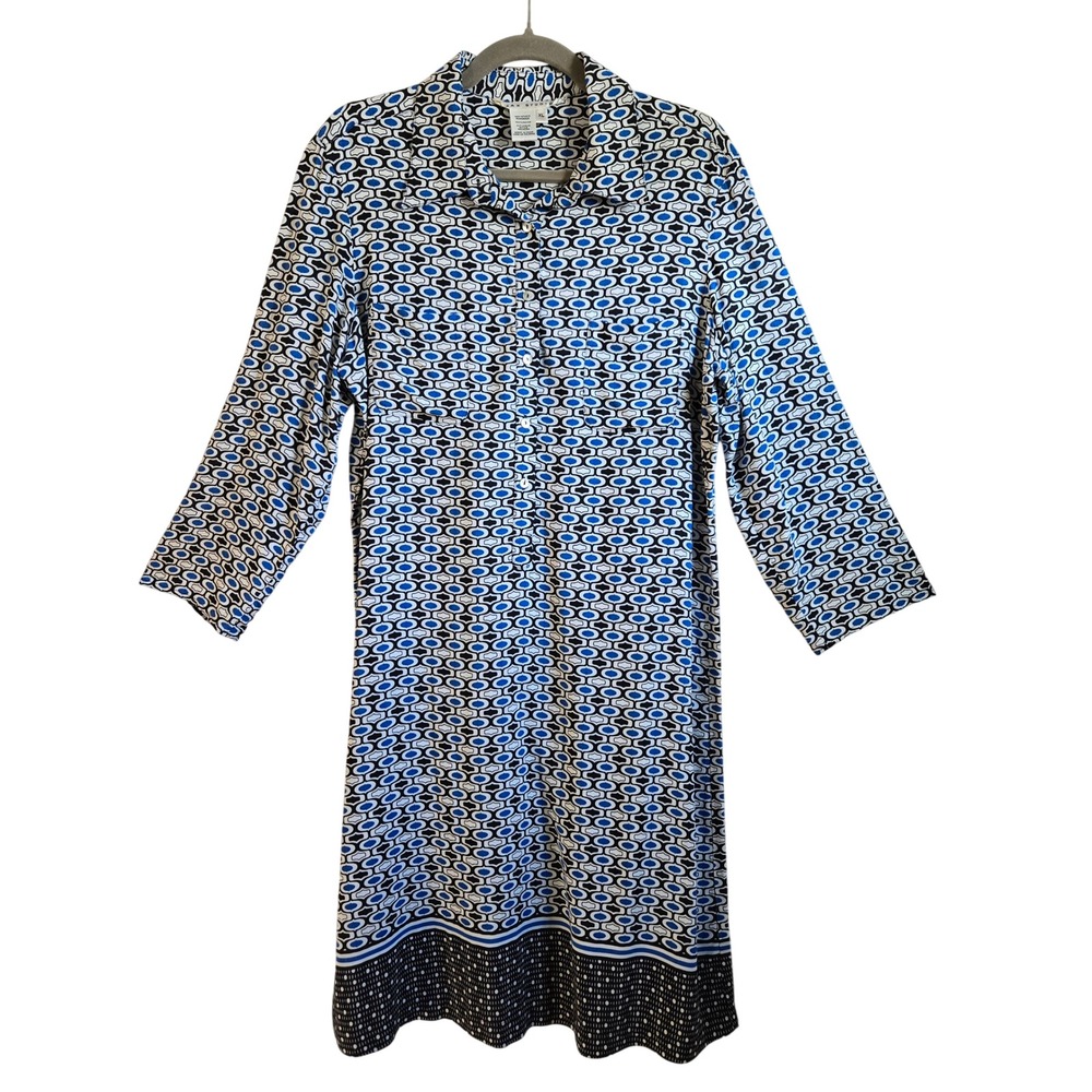 Max Studio Womens XL Modern Chic Geometric Print Rayon Button Front Shirt Dress